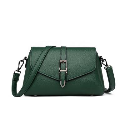 China Wholesale Designer Best Selling Designer Luxury Elegant Portable Belt Closure Green Leather Waterproof Clutch Bag Cross - Body For Ladies for sale