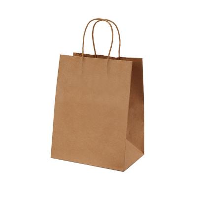 China Recyclable Recycle Package 100gsm Paper Bag Brown Kraft Paper Bag With Twist Handle for sale