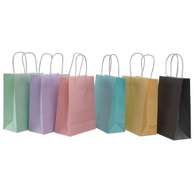 China Recyclable custom your own logo design brown kraft paper bag food with handle cheap price shopping bag for sale