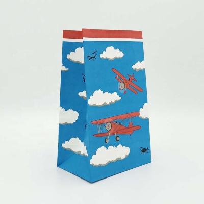 China Recyclable Fashion Printed Cloud Planes Design Paper Bag Small Gift Paper Bag For Kids Gift Paper Bag for sale