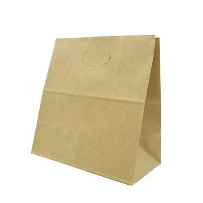 China Recyclable Custom Brown Kraft Paper Bags Square Bottom Paper Bag With Die Cut Handle for sale