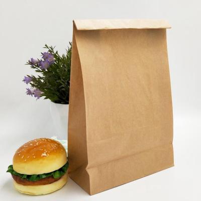 China Food Grade Recyclable Custom Print Made Take Away Brown Fast Food Kraft Paper Bags for sale