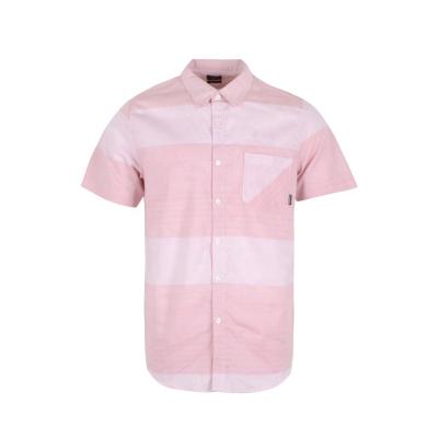 China OEM Summer Comfort Cotton Breathable Durable Yarn Dyed Pink Stripe Casual Shirts For Men for sale