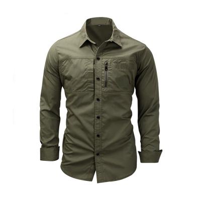 China Anti-pilling Outdoor Military Casual Pocket Style Woven Cotton Long Sleeve Durable Shirts For Men for sale