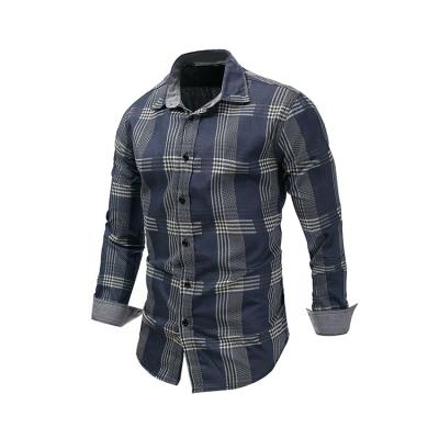 China Fast Shipping Outdoor Oversized Plaid Anti-pilling Denim Checked Style Pure Cotton Men Fashion Plaid Shirt for sale