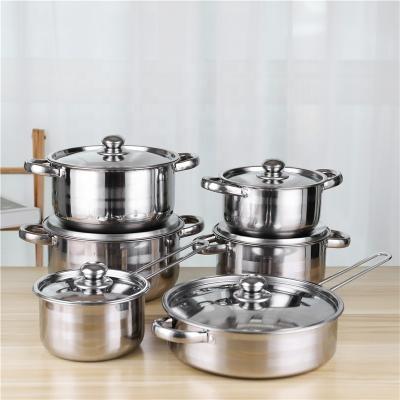 China High Quality Cookware Stocked Stainless Steel Ware 12pcs Set Cooking Food Pot for sale