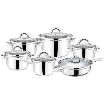 China Wholesale Cookware Stocked Sets Cooking Pot Sauce Pots 12pcs Cooking Pots and Pans for sale