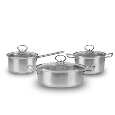 China Wholesale Stocked Stainless Steel Pot Cookware 201 Set Stock Pots 18/20/26 Cm Soup Pot for sale