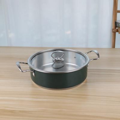 China Stocked 201 Stainless Steel Kitchen Soup Pot Restaurant 24cm Hot Pot Cookware For Food for sale