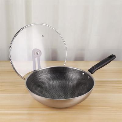 China Stocked Stainless Steel Non Stick 32cm Frying Pan Honeycomb Frying Pan Cookware Cooking Pan for sale