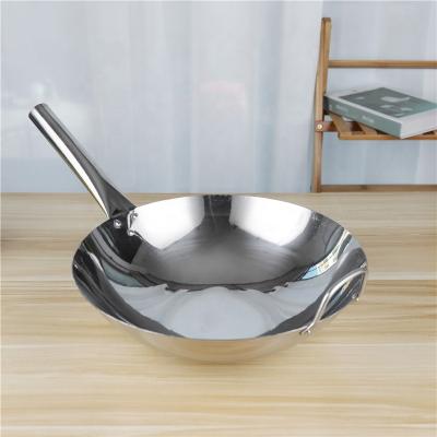 China Single Handle Stocked Frying Pan Kitchen Cookware Stainless Steel Nonstick Frying Wok for sale