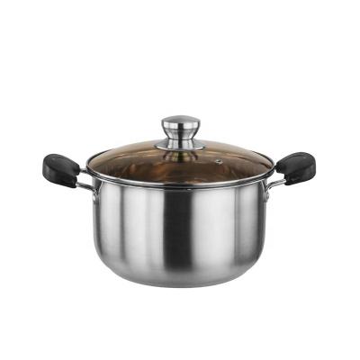 China Stocked Pot Series Stainless Steel Stock Casserole Cooking Pot With Glass Lid for sale