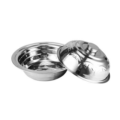 China Stocked Kitchen Metal Serving Bowl Salad Soup Rice Noodle Bowl 410 Stainless Steel Bowls With Cover for sale