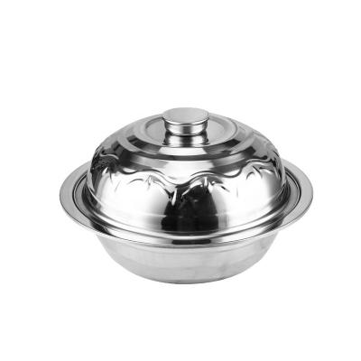 China Stocked Large Size 410 Stainless Steel Food Basin Mixing Serving Bowl With Lid for sale