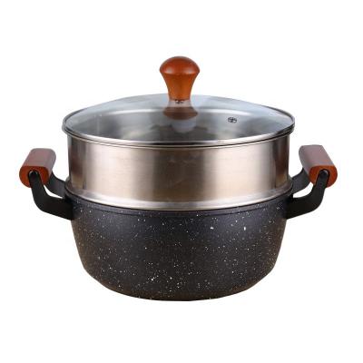 China Stocked Non Stick Multifunctional Soup Steamer Pot Kitchen Cookware Cooking Pot for sale