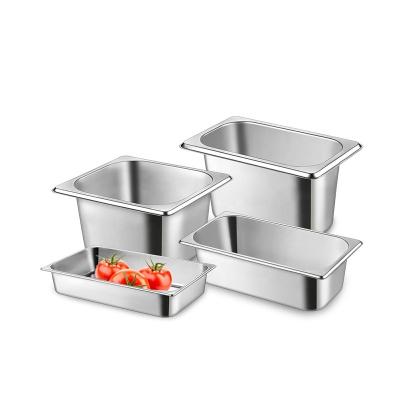 China Home Kitchen Hotel Room Restaurant Stick Stainless Steel Food GN Pan Serving Tray Non Strainers Kitchen Supply Equipment for sale