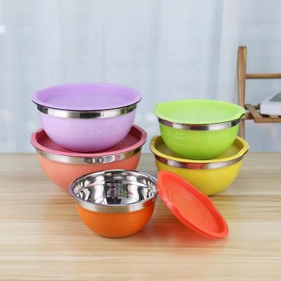 China Stocked 7pcs Stainless Steel Mixing Bowls Set With Lids For Kitchen for sale