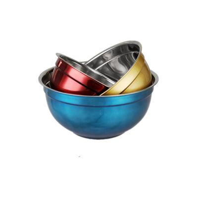 China Stocked Colorful 201 Stainless Steel Salad Fruit 16cm 18cm 20cm Bowl for sale