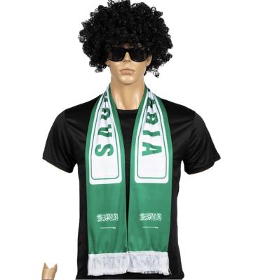 China OEM 100% Acrylic Polyester World Cup Printed Logo Satin Soccer Scarf For Football Soccer Fan Scarf for sale