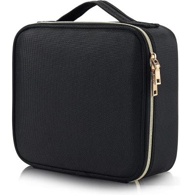 China Nylon Professional Multifunction Rolling Makeup Case Travel Waterproof Shockproof Dustproof Train 2 In 1 Bag Pink Black Cover Silver Geometric Duty Customized for sale