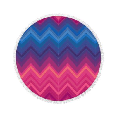 China Child Safe Sand Sun Style Print Stripe Free Round Shape Microfiber Beach Towel for sale