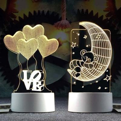 China New Small Modern Weird Creative 3D Night Light Acrylic Creative LED Lamp USB Lamp Bedroom Berth LED Lamp Gifts For Christmas for sale