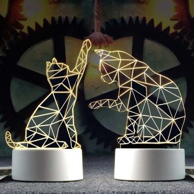 China Custom-made creative acrylic cat nightstand 3D desktop night light energy saving sleep night light Christmas gift for sale