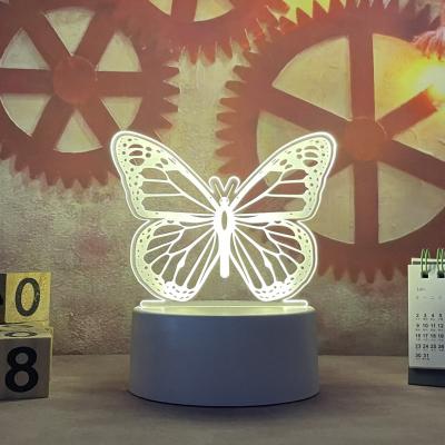 China Lamparas Lamp Room Decor Creative Anime Minimalist 3D Illusion LED Base Christmas Child Acrylic Lamp Butterfly Night Light for sale