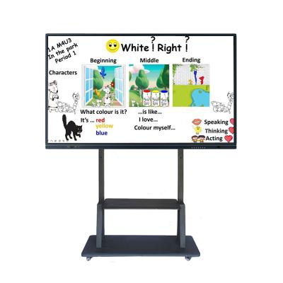 China 75 Inch OS 4k Portable Interactive Dual Infrared Touch Screen Smart Multimedia Whiteboard Electronic Panel For Teaching 75