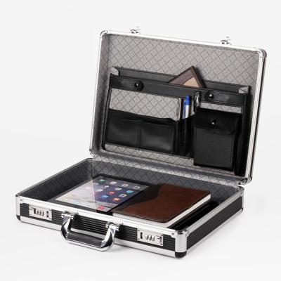 China Aluminum frame/ABS/MDF Aluminum Suitcase Briefcase Notebook Case with Safe Combination Lock for Laptop Case Compartment for sale