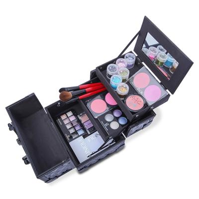 China Portable Small Makeup Organizer Cosmetic Case Perfect Gift Nail Storage Train Case Beauty Box With Trays for sale