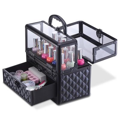 China Portable and Various Colors Available Nail Polish Case with Portable EVA Bottle Holder Makeup Travel Train Case Cosmetic Organizer for sale