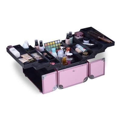 China Portable and Durable Professional Makeup Organizer Flexible Storage Makeup Train Case Cosmetic Case - 6 Tier Trays Box to Make Up Carrier with Lockable for sale