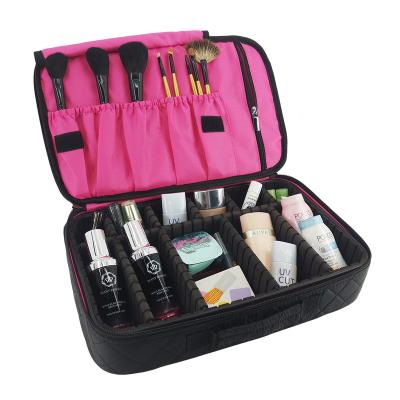 China Professional Lightweight Multifunctional Cosmetic Train Cases Travel Makeup Case Artist Storage Bag Make Up Tool Boxes Brush Bags With Compartments for sale