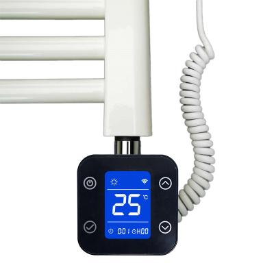 China Household Modern Towel Rack Drying Rack Heater Digital Thermostat LCD Display 400W Color Towel Rail Black White Temperature Controller for sale