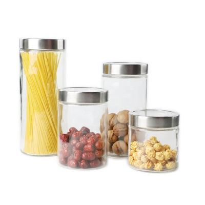 China Sustainable Wholesale Glass Storage Containers Bottle With Clear Acrylic Lid Jars Glass Bottles for sale