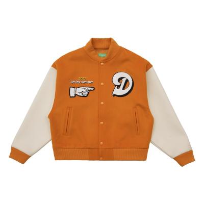 China Breathable Design Custom Made High Quality Orange Chenille Patch College Baseball Jackets For Men for sale