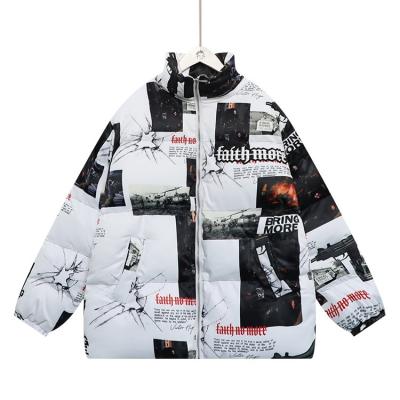 China Wholesale Men's Colorblock Hip Hop 3d Breathable Sublimation Print Winter Bandana Warm Stripe Down Jackets for sale