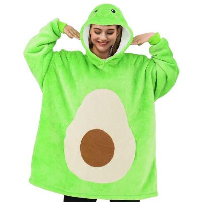 China Flame Retardant Green Avocado Blanket Lazy Adult Embroidered Hooded Warm Sweatshirt 2021 Winter TV Blanket for sale