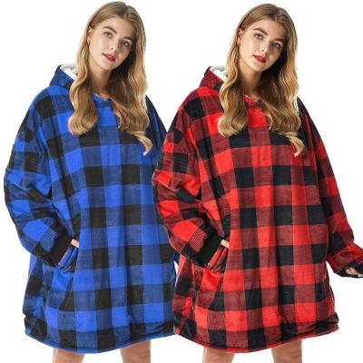 China OEM Flame Retardant Polyester Sherpa Oversized Wearable Hoodie Sleeves Comfortable TV Sweatshirt Blanket for sale