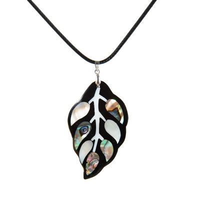 China New Trendy Natural Abalone Shell Pendant Jewelry Ladies Men Reiki Leaf Shape Necklace Pendant for sale