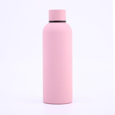 China PORTABLE Portable Black Color Rubber Paint Stainless Steel Hot And Could Water Bottle Double Wall Insulated Thermos Bottle 500ml for sale