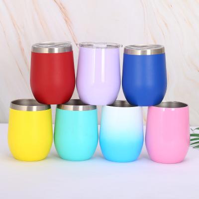 China Amazon Sustainable Hot Selling Custom Double 12oz Custom Wall Insulated Vacuum Stainless Steel Wine Tumbler With Lids In Stock for sale