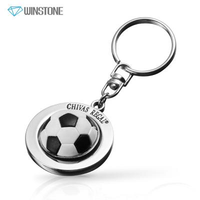 China Custom Metal Football 3D Rotating Key Rubber Chain Metal Rotating Key Chains for sale