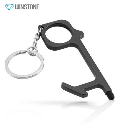 China Use In Various Public To Protect Your Health Custom No Touch Metal Touchless EDC Key Chain Door Opener Tool With Touch Pen for sale