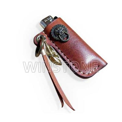 China Gunuine Leather Car Key Chain Badge Logo Metal Lion Vintage Metal Case Cover Key FOB Holder for sale