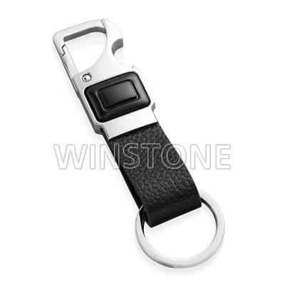 China Promotional Snap Hook Key Chain Leather Key Ring, Nickel Carabiner Key Chain for sale