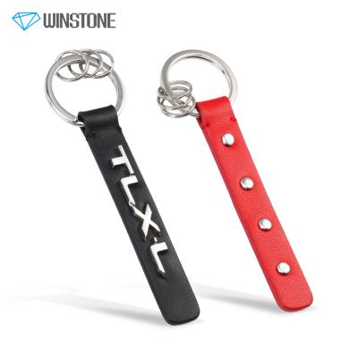 China Dongguan Zinc Alloy Custom Automobile Genuine Leather Key Chain With Metal Logo for sale