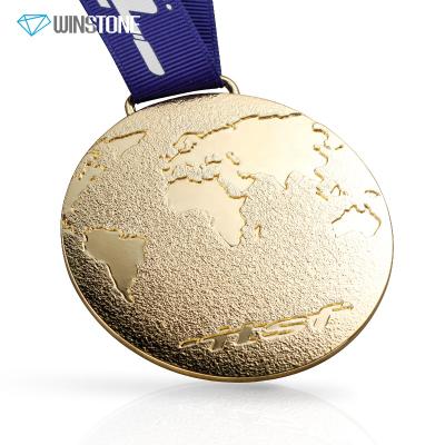 China International Custom 3D Earth Shaped Die Cast Zamak Gold Medals For Game Awards for sale