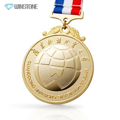 China International Custom 3D Earth Shaped Die Cast Gold Medals For Graduation for sale